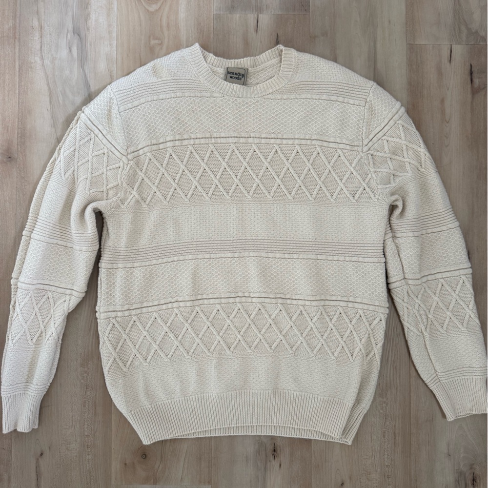 Vintage Scandinavian Woods cable knit fisherman Cream Knit Sweater
